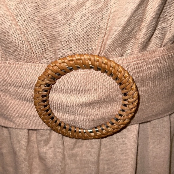 Topshop off the shoulder Ruffle Bardot Midi dress peach nude tiered dress Sz 6 - Picture 14 of 16